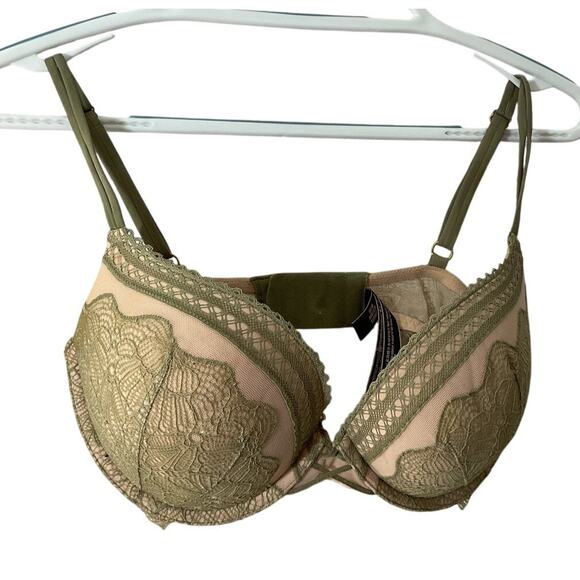 Victoria's Secret Very Sexy Green Beige Lace Push Up Bra 32 DD EXCELLENT - Picture 2 of 6
